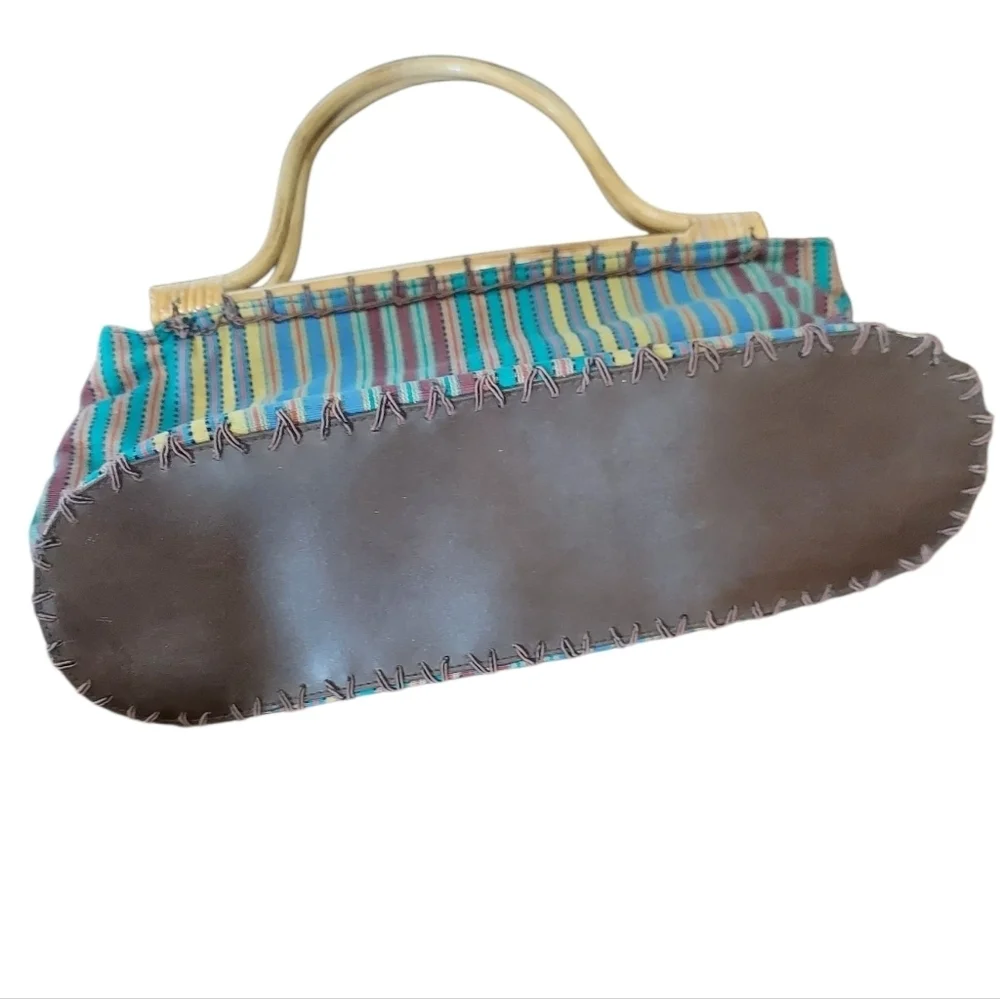 Striped Floral Embroidered Colorful Arm Bag Satchel Boho Fairy